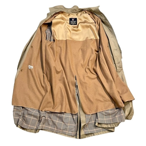Austin Reed Vintage Mens Khaki Long Trench Coat with Removable Wool Liner 40R - Picture 7 of 12